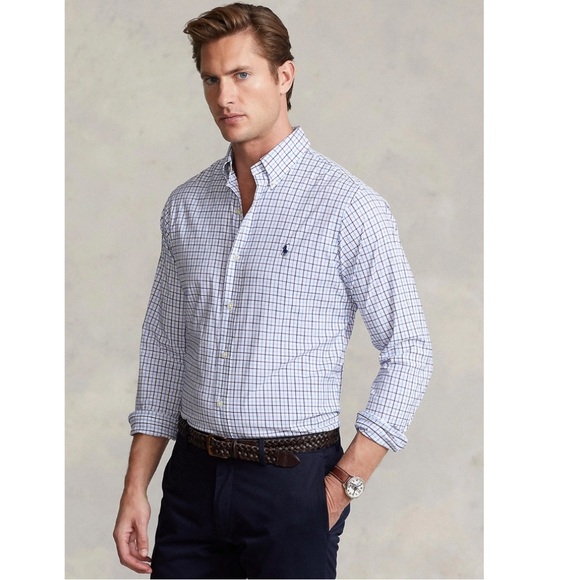 POLO RALPH LAUREN Mens Blue White Black Plaid Button Down Shirt Size Large Twill - Picture 14 of 14